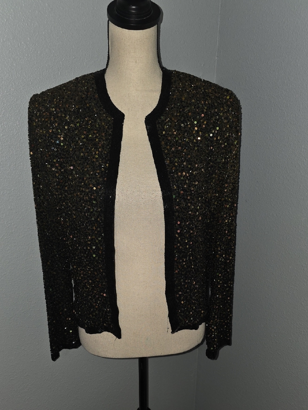 Unbranded Black Jacket with Gold and Iridescent Sequins